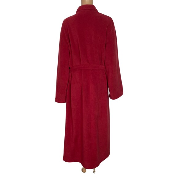 L.L. Bean Womens Red Maxi Long Sleeve Fleece Robe Size Large - Picture 3 of 10